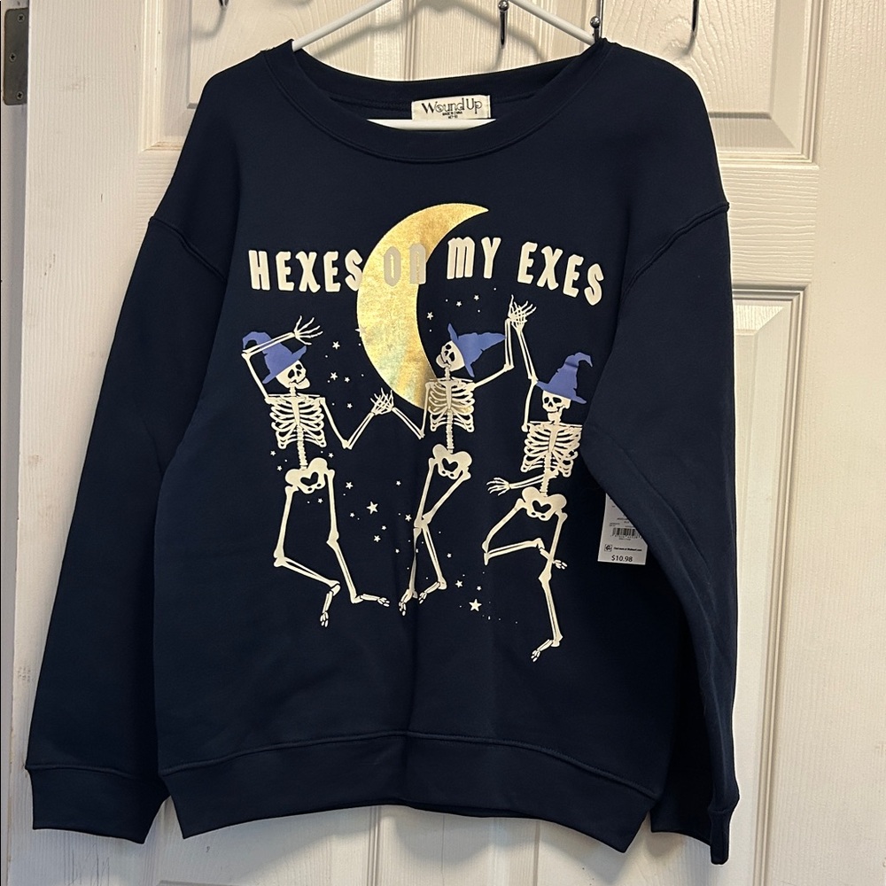 Wound Up Navy Sweatshirt with Gold Graphic